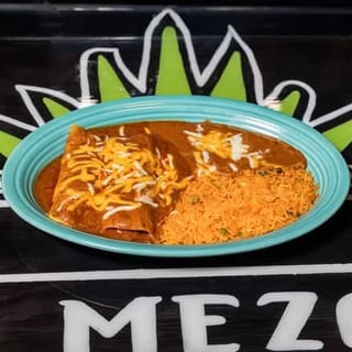 5.Two Enchiladas, Rice & Fried Beans